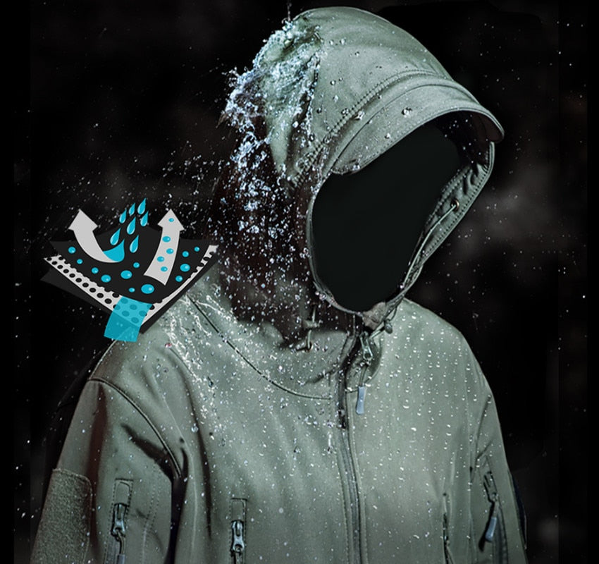 Mens Tactical Jacket Hiking Jackets Soft Shell Clothes Windbreaker Flight Pilot Hood Military Fleece Field Jacket