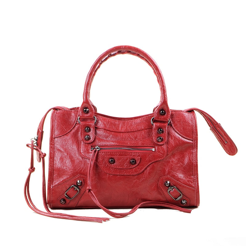 Tassel Rivet Handbag Female Crossbody PU Leather European Luxury for Women