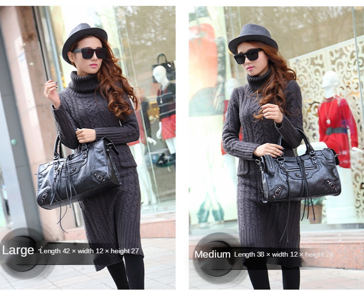 Tassel Rivet Handbag Female Crossbody PU Leather European Luxury for Women