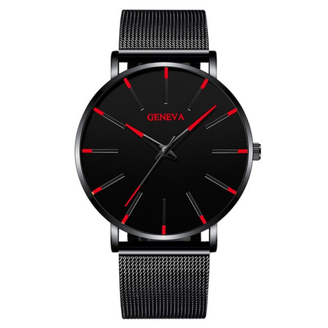 Fashion Ultra Thin Watches Simple Men Business Stainless Steel Mesh Belt Quartz Watch relogio masculino