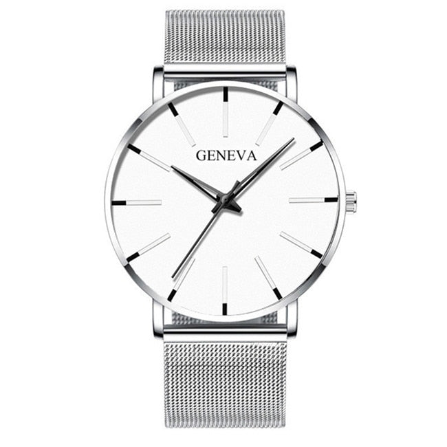 Fashion Ultra Thin Watches Simple Men Business Stainless Steel Mesh Belt Quartz Watch relogio masculino