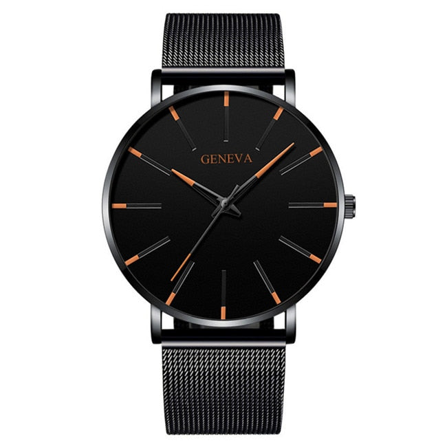 Fashion Ultra Thin Watches Simple Men Business Stainless Steel Mesh Belt Quartz Watch relogio masculino