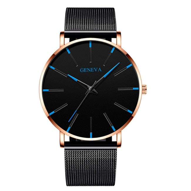 Fashion Ultra Thin Watches Simple Men Business Stainless Steel Mesh Belt Quartz Watch relogio masculino