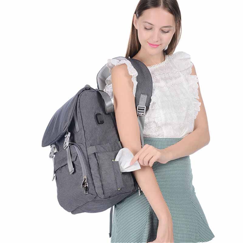 Diaper Bag Backpack for Mom USB Maternity Baby Care Nappy Nursing Bags Fashion Travel Diaper Backpack for Stroller Kit