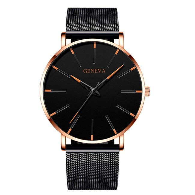 Fashion Ultra Thin Watches Simple Men Business Stainless Steel Mesh Belt Quartz Watch relogio masculino