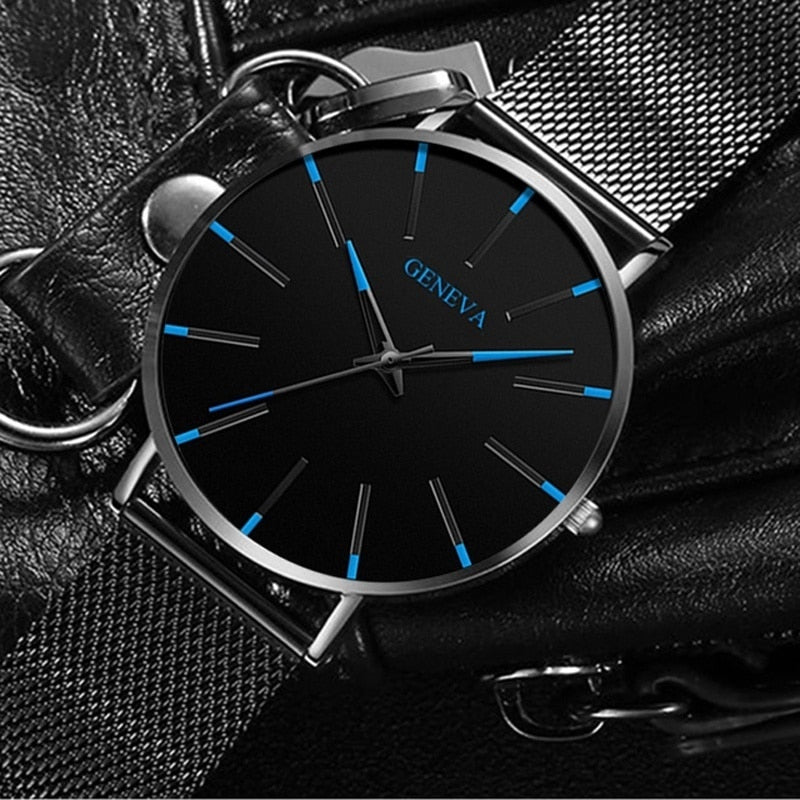 Fashion Ultra Thin Watches Simple Men Business Stainless Steel Mesh Belt Quartz Watch relogio masculino