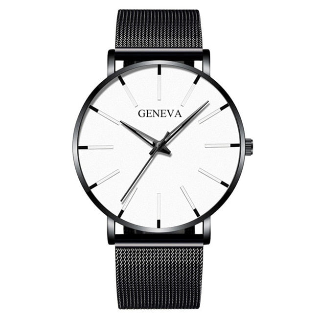 Fashion Ultra Thin Watches Simple Men Business Stainless Steel Mesh Belt Quartz Watch relogio masculino