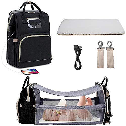 Fashion Portable Folding Crib Diaper Bag Multi-Function Large Capacity Baby Backpack Diaper Bag Baby Stroller Organizer Bag