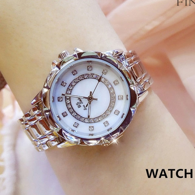 Diamond Women Watch Luxury Brand Rhinestone Elegant Ladies Watches Rose Gold Clock Wrist Watches For Women relogio feminino