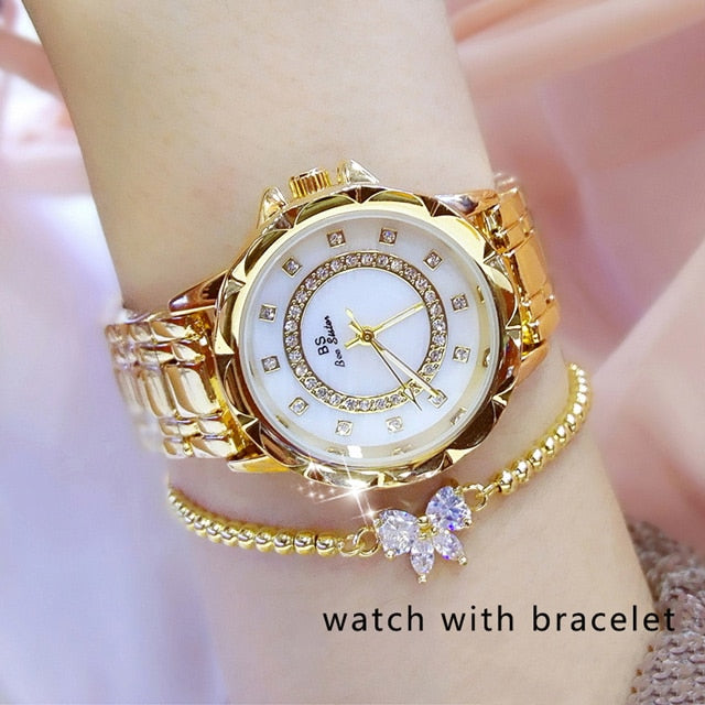 Diamond Women Watch Luxury Brand Rhinestone Elegant Ladies Watches Rose Gold Clock Wrist Watches For Women relogio feminino