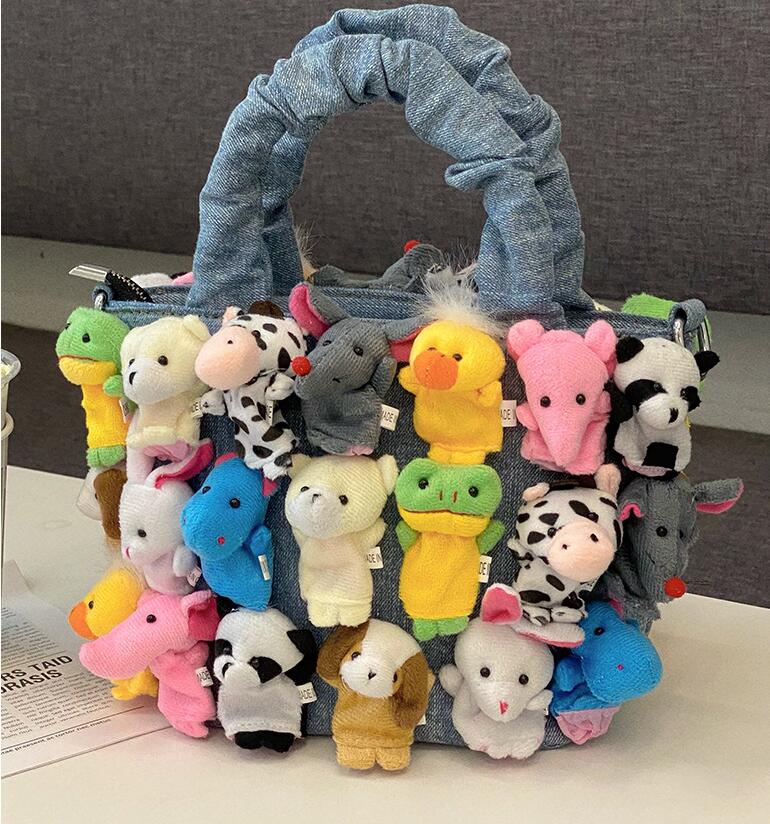 fashion women denim Bucket cartoon toy decoration handbags and purses