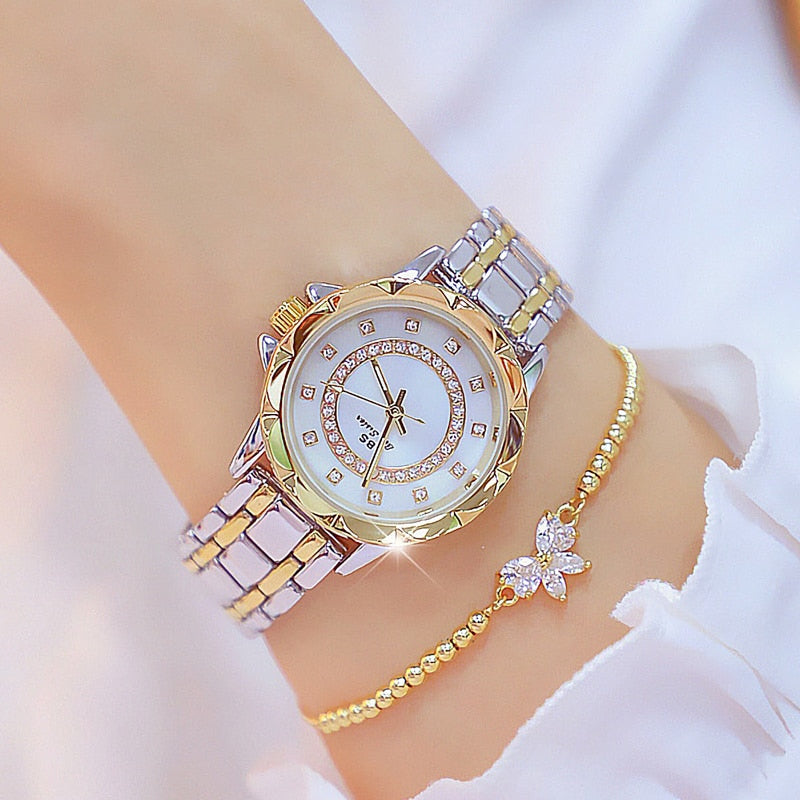 Diamond Women Watch Luxury Brand Rhinestone Elegant Ladies Watches Rose Gold Clock Wrist Watches For Women relogio feminino