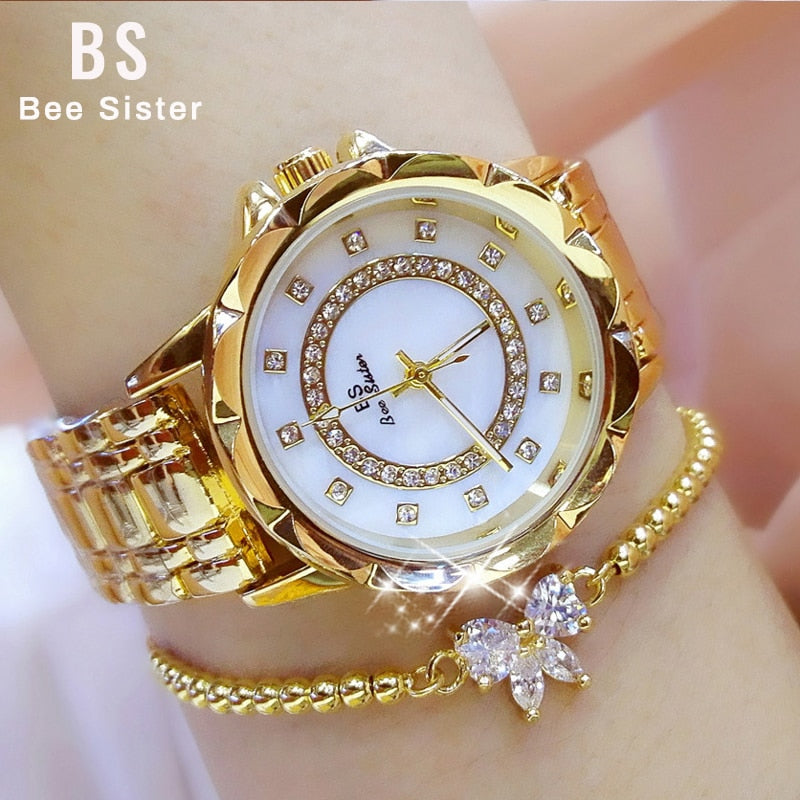 Diamond Women Watch Luxury Brand Rhinestone Elegant Ladies Watches Rose Gold Clock Wrist Watches For Women relogio feminino