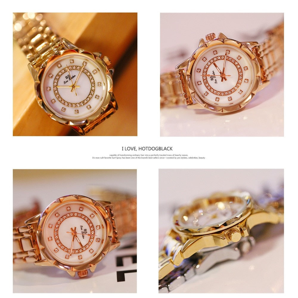 Diamond Women Watch Luxury Brand Rhinestone Elegant Ladies Watches Rose Gold Clock Wrist Watches For Women relogio feminino