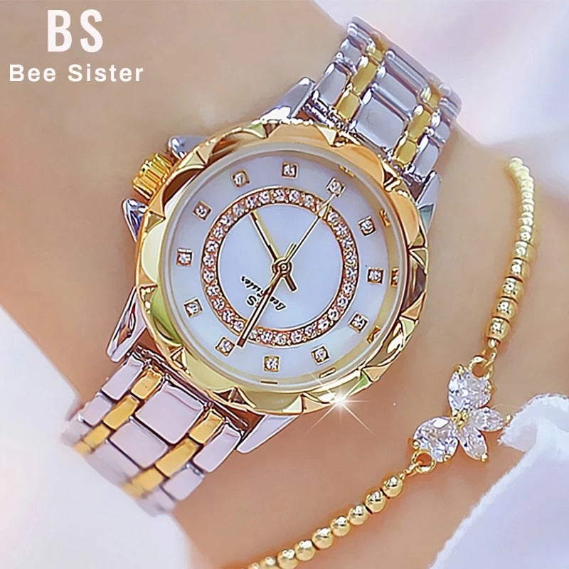 Diamond Women Watch Luxury Brand Rhinestone Elegant Ladies Watches Rose Gold Clock Wrist Watches For Women relogio feminino