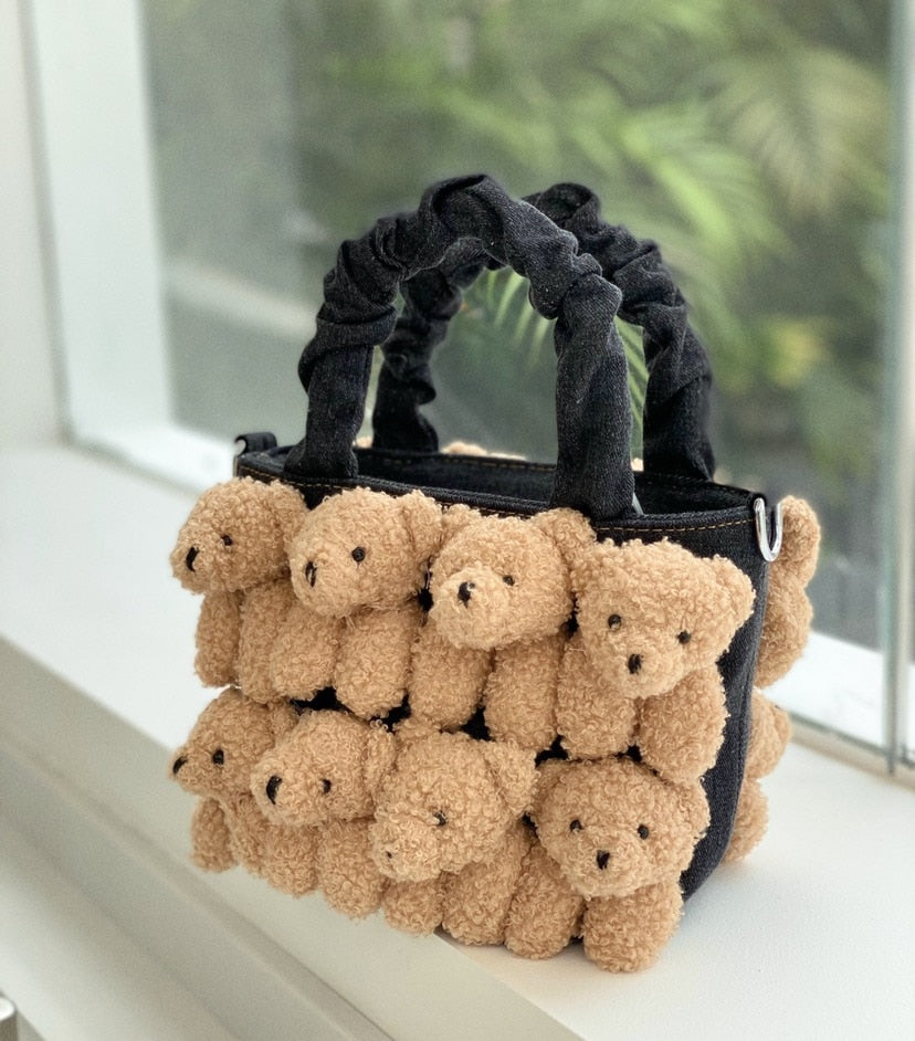 fashion women denim Bucket cartoon toy decoration handbags and purses