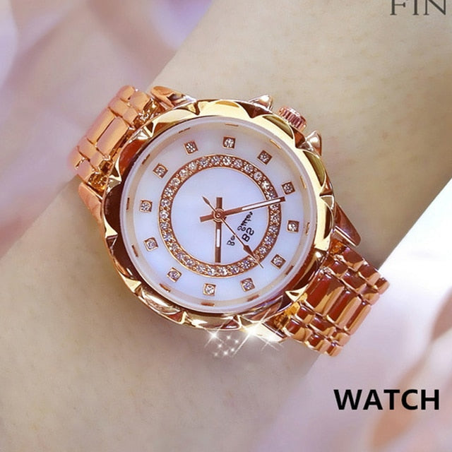 Diamond Women Watch Luxury Brand Rhinestone Elegant Ladies Watches Rose Gold Clock Wrist Watches For Women relogio feminino