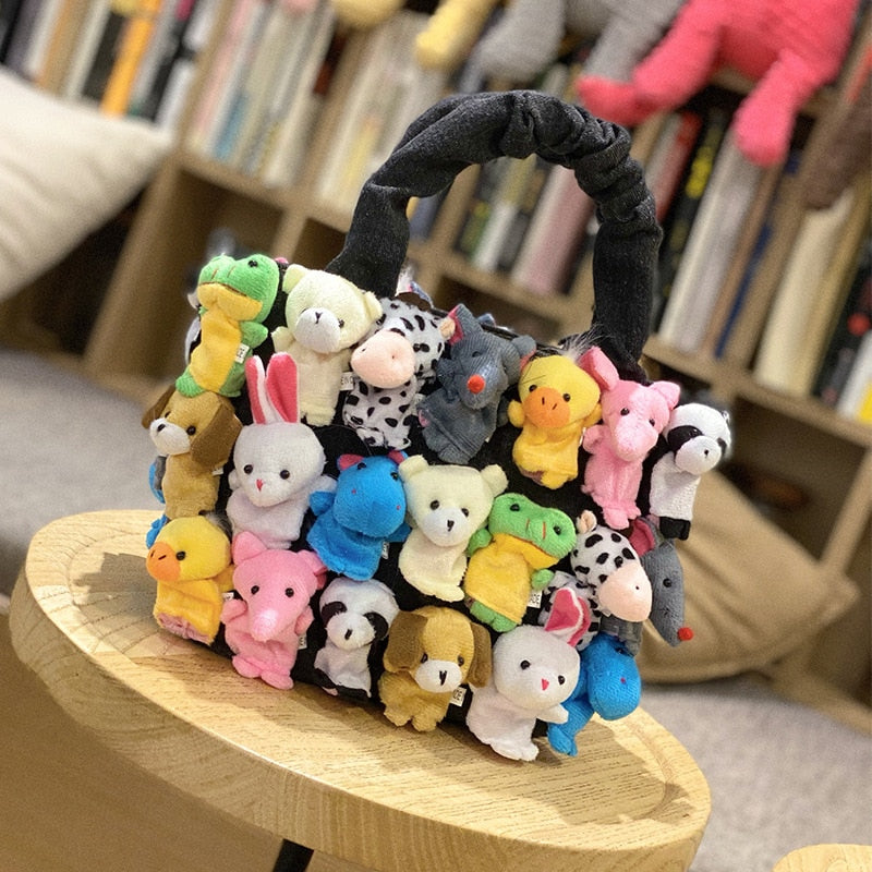 fashion women denim Bucket cartoon toy decoration handbags and purses