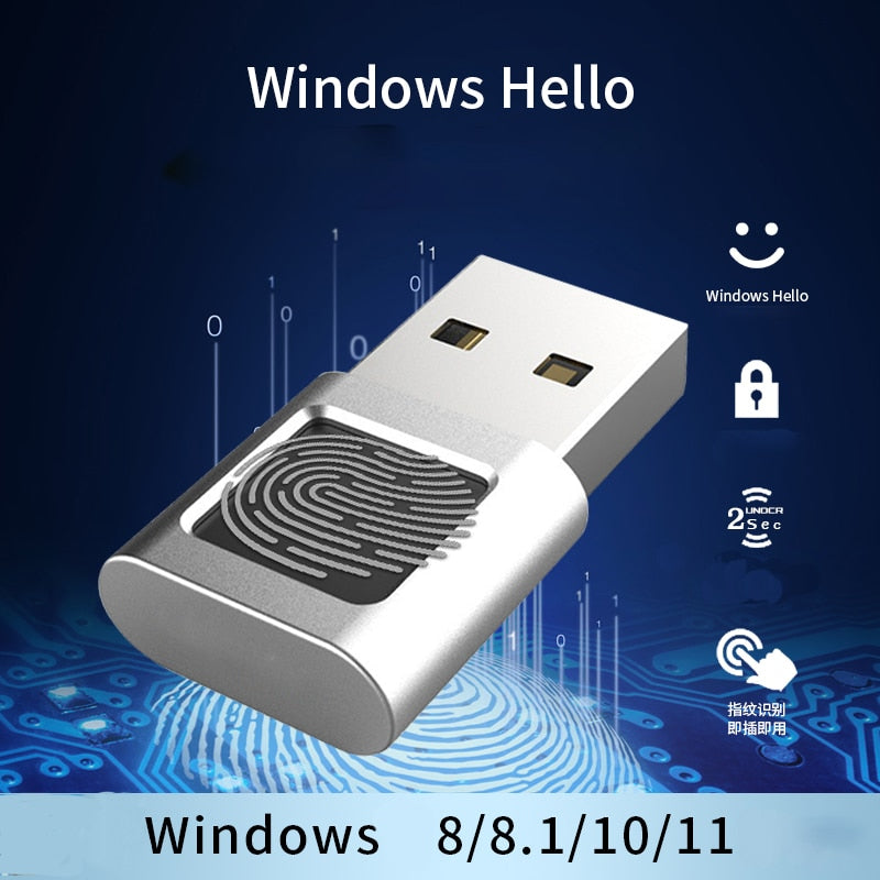 USB Fingerprint Reader Interface For Windows 8 、10、11 Password-Free Login Lock For Password-Free Login Dual-Login