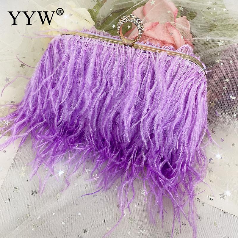 Luxury Ostrichs Feather Evening Bags For Women