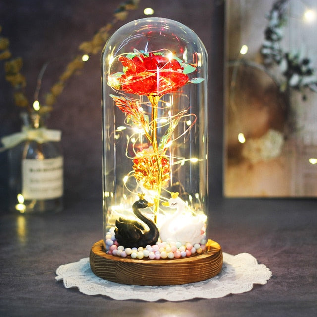 Beauty And The Beast Rose Rose In LED Dome Forever Rose Red Rose Valentin Day, Mother Day Special Romantic Gift