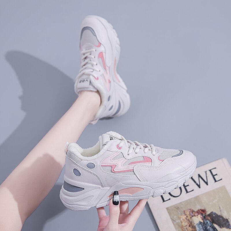 Platform Sneakers Women Cacual Shoes Spring Autumn Student Shoes Breathable Non Slip Running Sport Shoes White Female Shoes