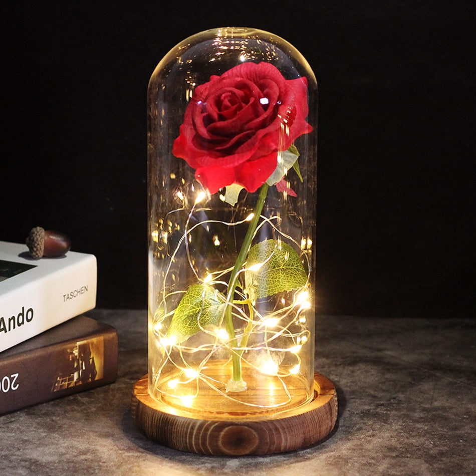 Beauty And The Beast Rose Rose In LED Dome Forever Rose Red Rose Valentin Day, Mother Day Special Romantic Gift