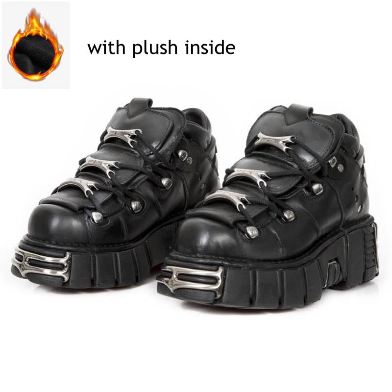 Punk Style Women Sneakers 6cm Platform Shoes Woman Creepers Female Casual Flats Metal Decoration Thick Bottom Women Tennis Shoes