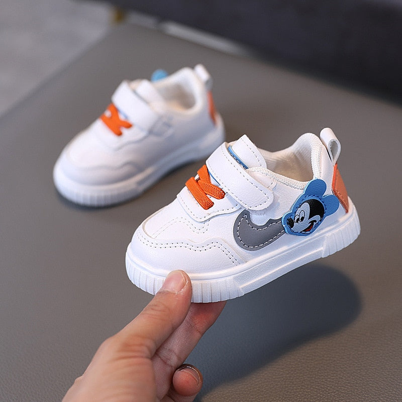 White Casual Shoes For Baby Boy Girl Brand Children Sneaker Mickey Mouse White Kids Sports Shoes Toddler Walking Shoes 0-3 Year