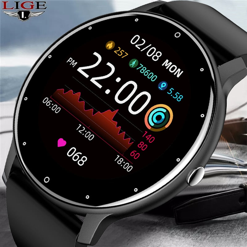 LIGE 2022 New Smart Watch Men Full Touch Screen Sport Fitness Watch  Waterproof