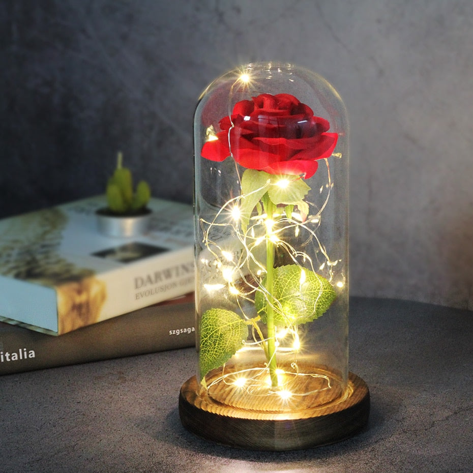 Beauty And The Beast Rose Rose In LED Dome Forever Rose Red Rose Valentin Day, Mother Day Special Romantic Gift