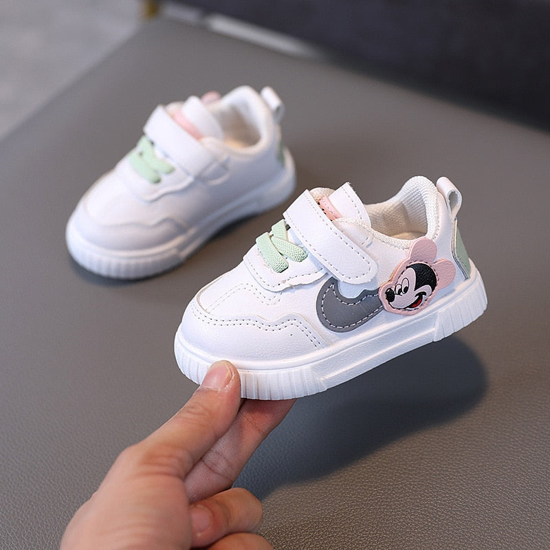 White Casual Shoes For Baby Boy Girl Brand Children Sneaker Mickey Mouse White Kids Sports Shoes Toddler Walking Shoes 0-3 Year