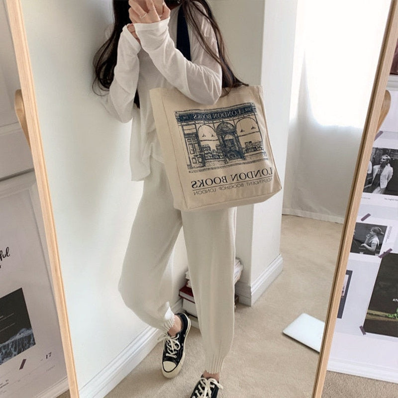 Women Canvas Shoulder Ladies Casual Handbag