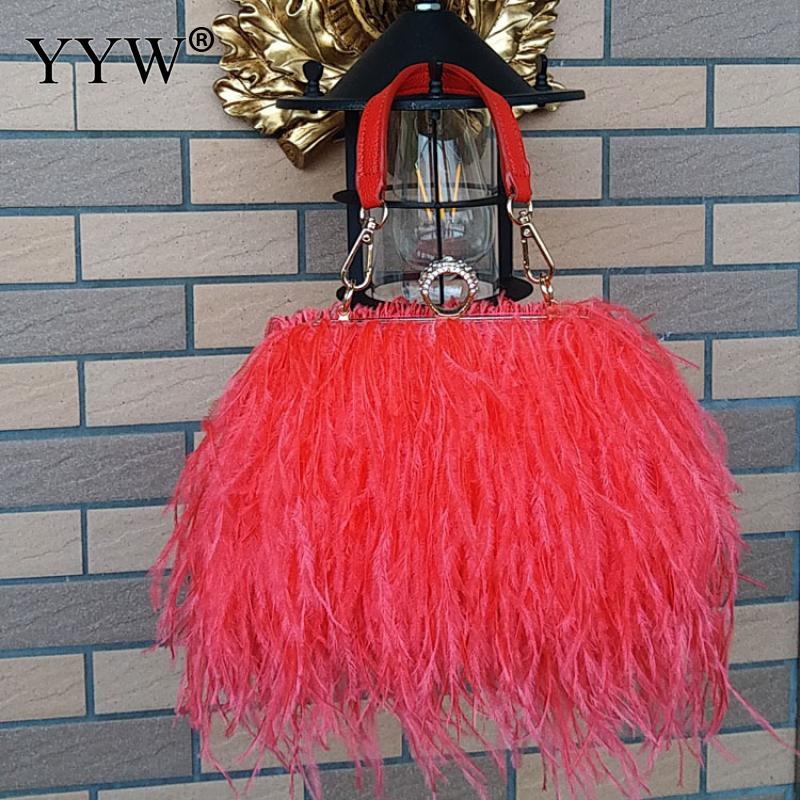 Luxury Ostrichs Feather Evening Bags For Women