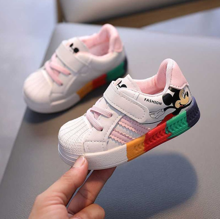 White Casual Shoes For Baby Boy Girl Brand Children Sneaker Mickey Mouse White Kids Sports Shoes Toddler Walking Shoes 0-3 Year