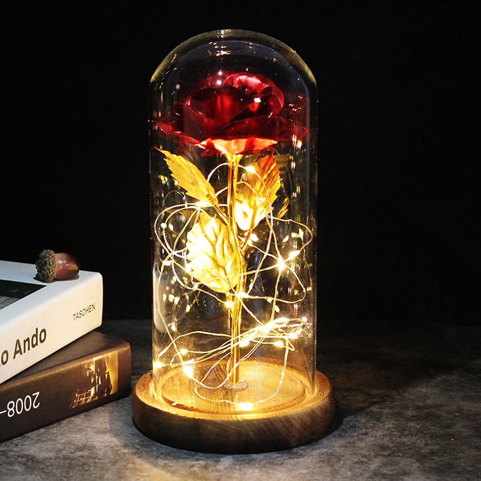 Beauty And The Beast Rose Rose In LED Dome Forever Rose Red Rose Valentin Day, Mother Day Special Romantic Gift