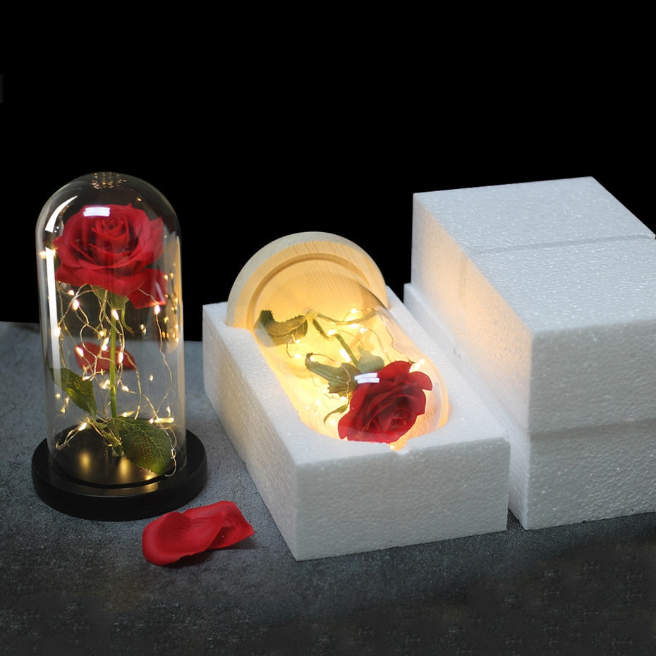 Beauty And The Beast Rose Rose In LED Dome Forever Rose Red Rose Valentin Day, Mother Day Special Romantic Gift