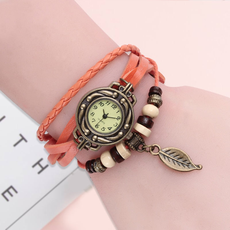 High Quality Women Genuine Leather Vintage Quartz Dress Watch Bracelet Wristwatches watch women luxury watch