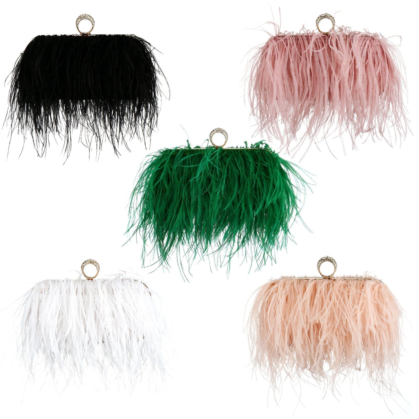 Luxury Ostrichs Feather Evening Bags For Women