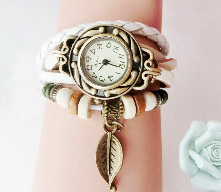 High Quality Women Genuine Leather Vintage Quartz Dress Watch Bracelet Wristwatches watch women luxury watch