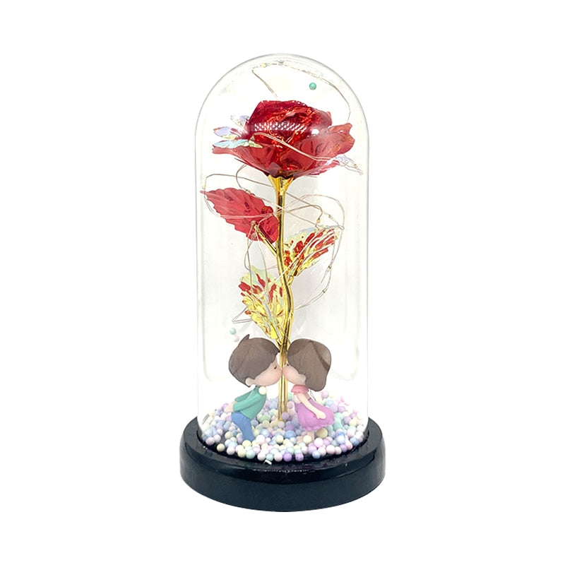 Beauty And The Beast Rose Rose In LED Dome Forever Rose Red Rose Valentin Day, Mother Day Special Romantic Gift